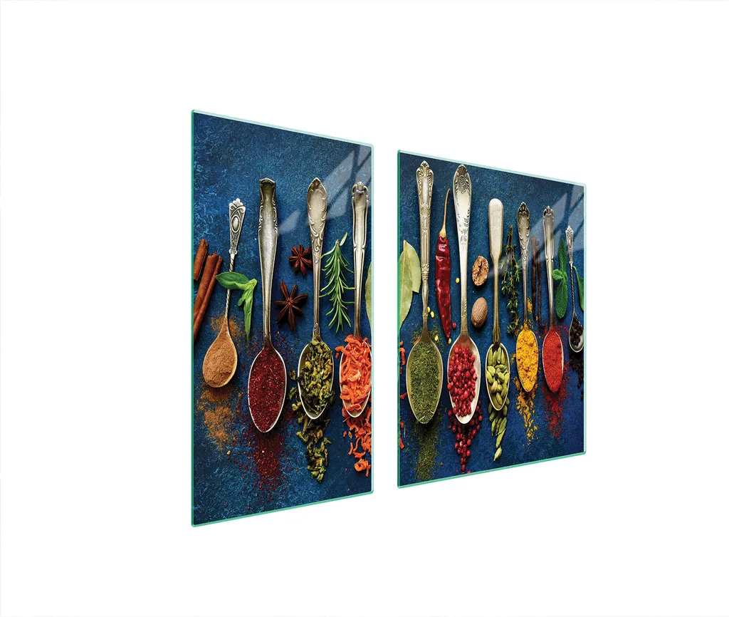 Coprifornelli in Vetro 90x52 per Cucina - Ardesia e Spezie 2pz