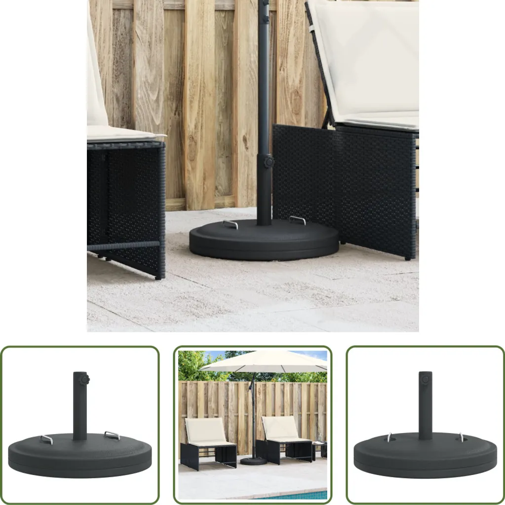 Supporto Ombrellone Design 25kg | Base Rotonda Nera Ø38/48mm