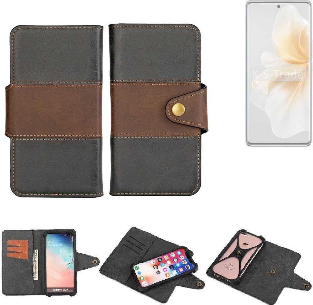 K-S-Trade Handyhülle Schutzhülle Hülle Bookstyle Wallet-Case kompatibel mit Vivo V40 Lite 4G Bumper Rundumschutz schwarz-braun 1x
