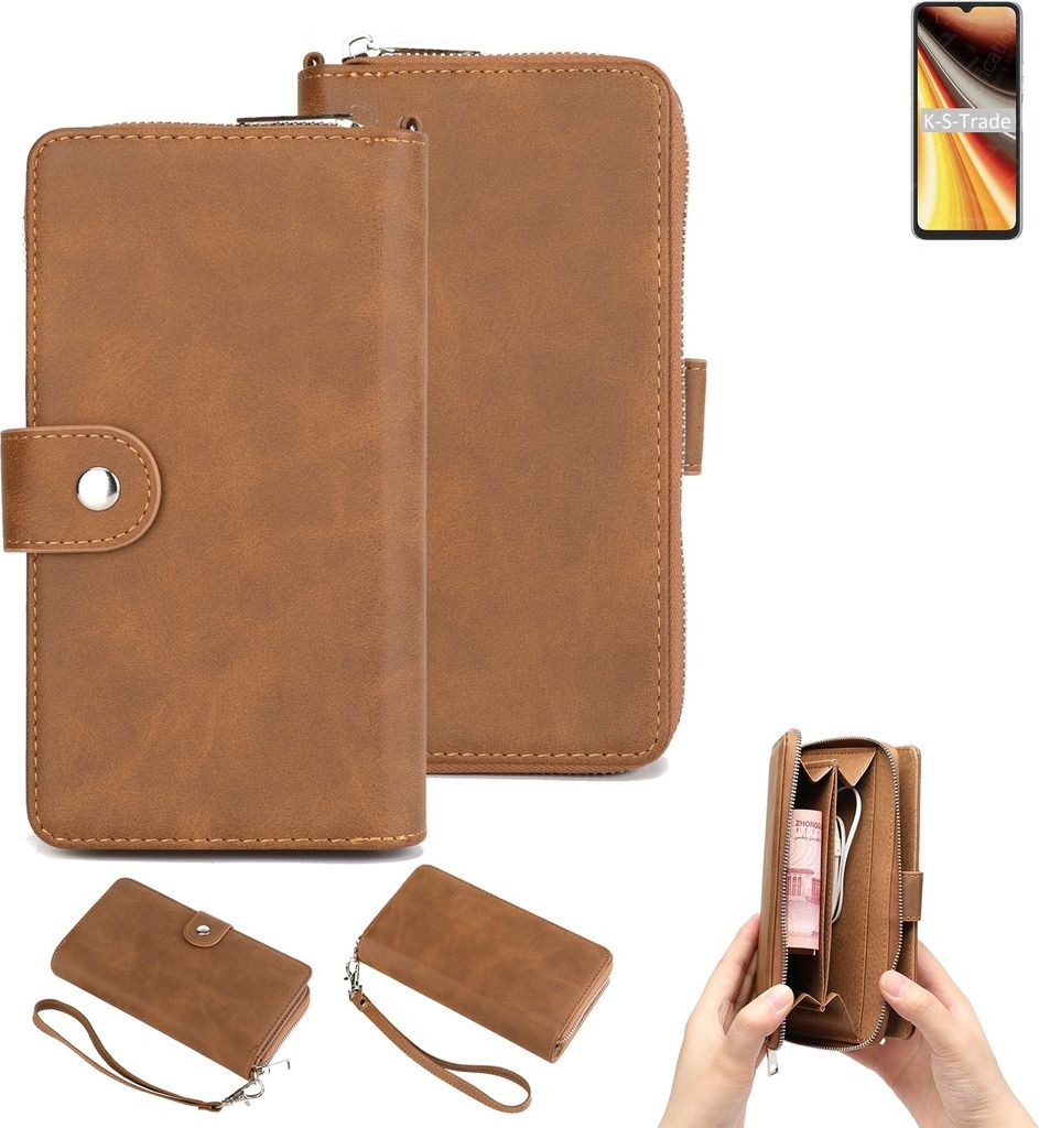 K-S-Trade Handyhülle Schutzhülle kompatibel mit UMIDIGI Power 7 Max & Portemonnee Tasche Handytasche Case Etui Geldbörse Wallet braun (1x)