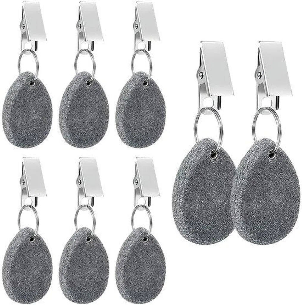 Lot de 8 Poids de Table en Pierre Naturelle avec Clips Métalliques - Extérieur