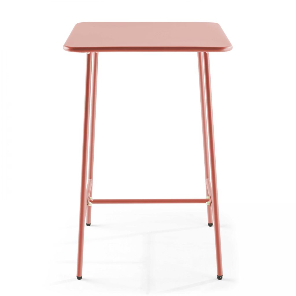 Quadratischer Bartisch aus Stahl in 70 x 70 x 105 cm Rosa - Oviala Palavas