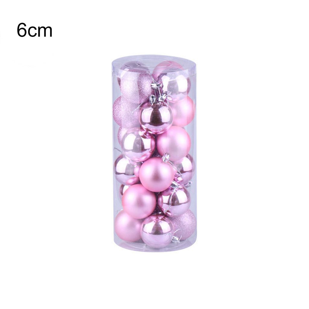 24pcs/Set Weihnachtsbällchen Nordischer Stil Dekoratives Hanging Design Saisonal Dekorationen Weihnachtsball -Set für Weihnachtsbaum-Rosa ,Größ...