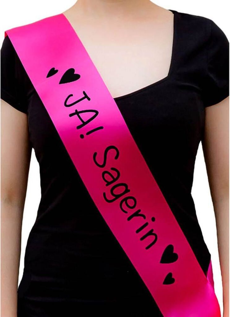 Oblique Unique Schärpe Ja Sagerin JGA Junggesellinnenabschied Hen Party pink