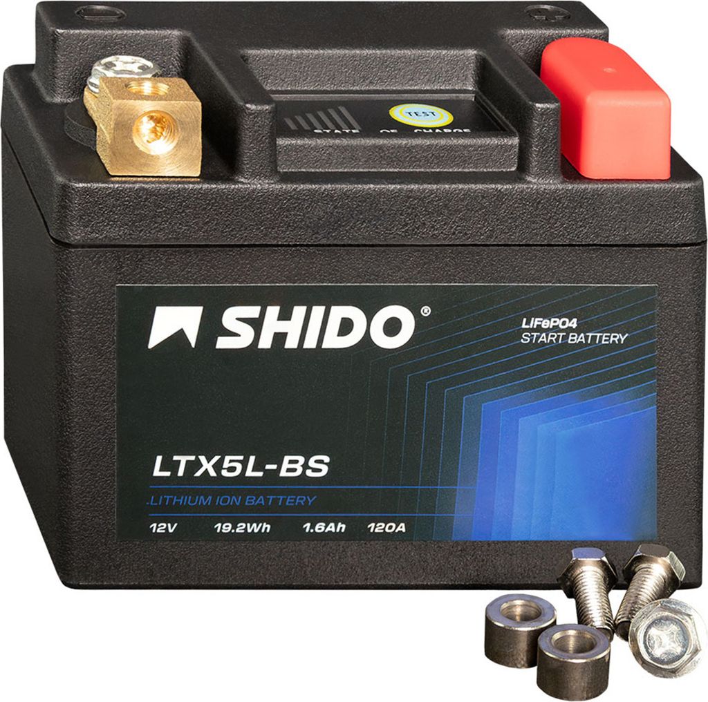 Shido Lithium Motorradbatterie LiFePO4 LTX5L-BS 12V