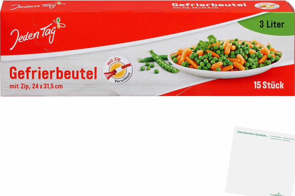 Jeden Tag Gefrierbeutel mit Zip 3l (15Stk) + usy Block