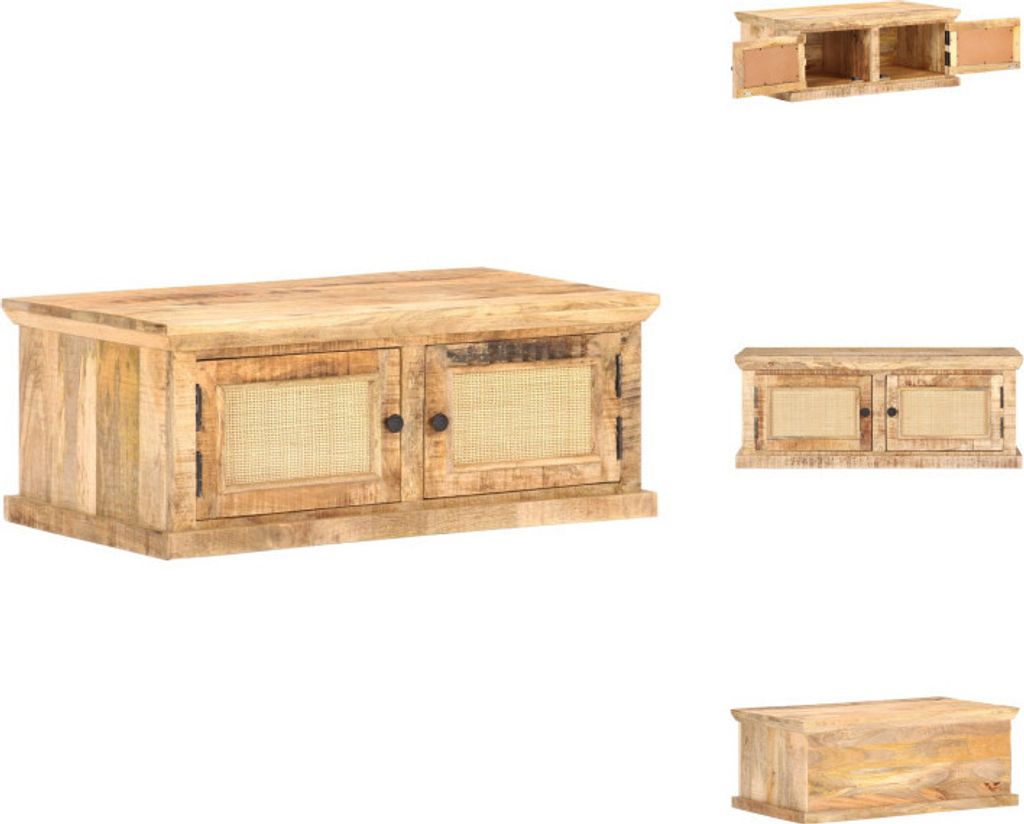vidaXL Couchtisch 90x50x35 cm Massivholz Mango und Produktbild 