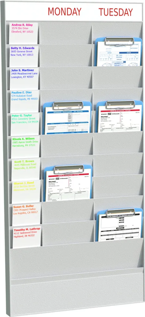 Support planning mural 20 cases A5 gris PAPERFLOW pour tri de dossiers