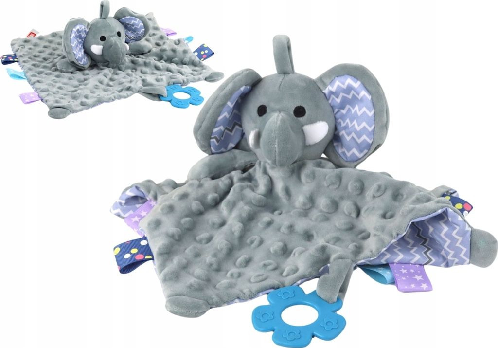 BEMI BABY KINDER WEICHE PLÜSCHDECKE KUSCHELDECKE ELEFANTEN BEißRING SQUEAKER