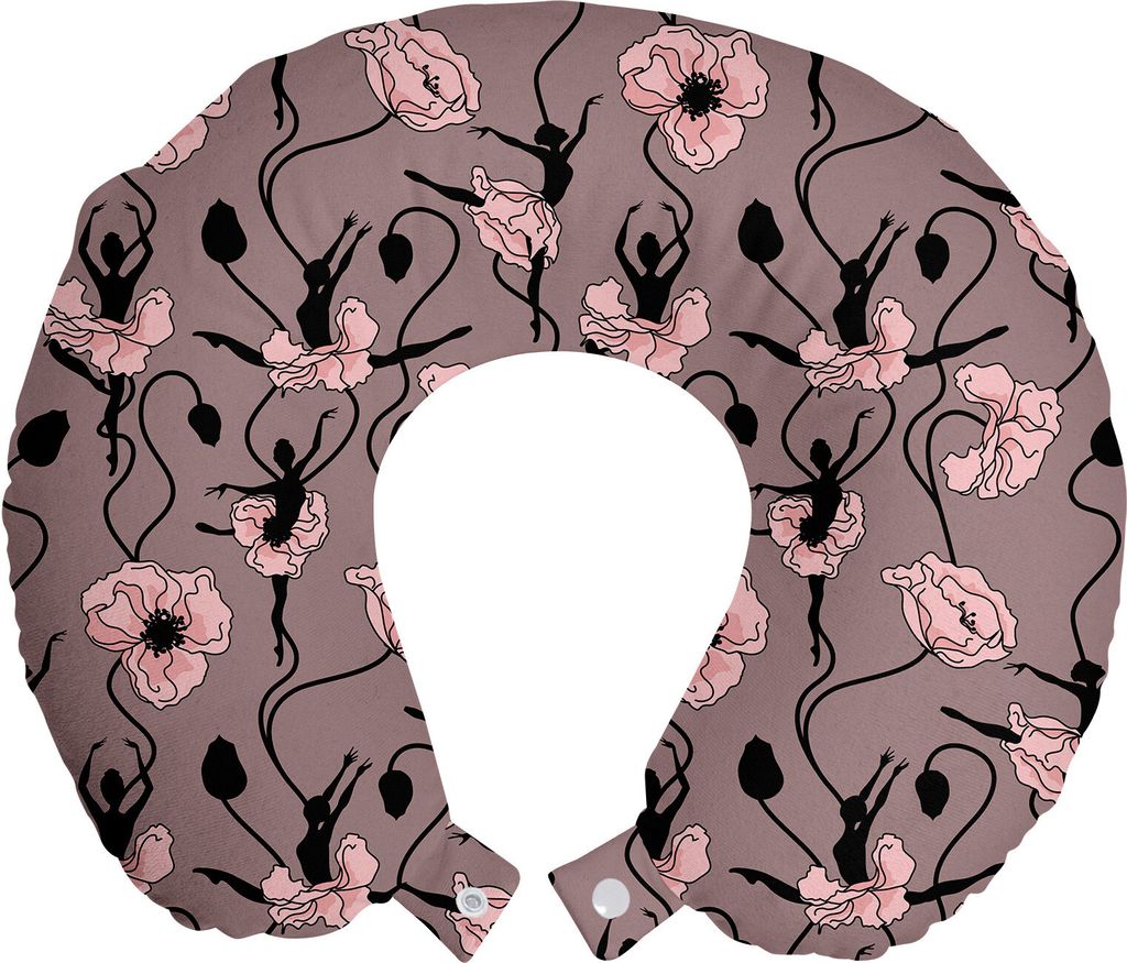 ABAKUHAUS Abstrakt Reisekissen Nackenkissen, Tänzer und Blumen, Schaumstoff Reiseartikel für Flugzeug und Auto, 30x30 cm, Rose Schwarz Getrocknet...