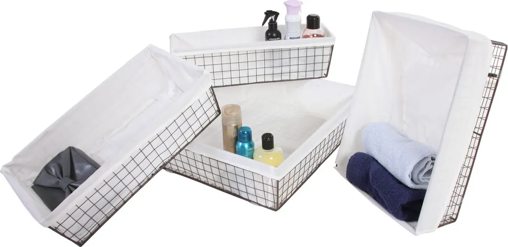 Organisateur d'étagère Tanta, paniers de rangement métal et tissu x4