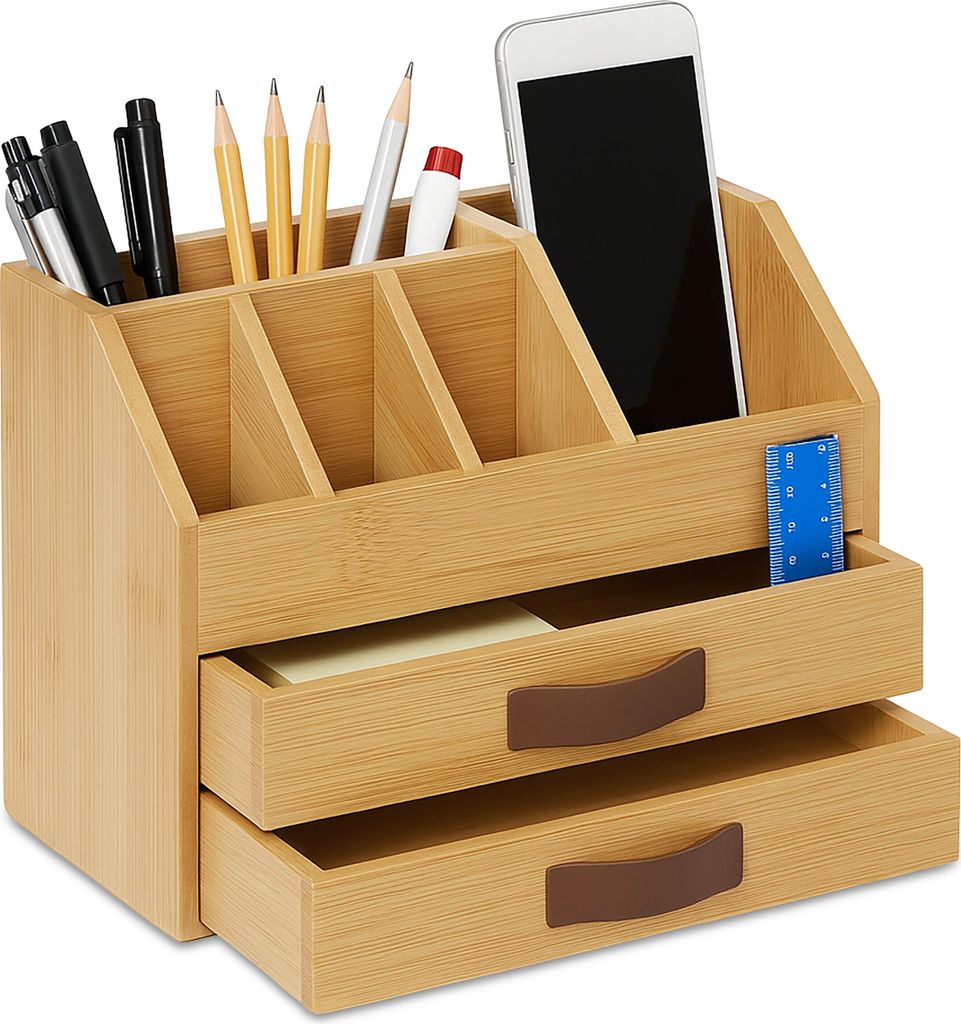 Organiseur de bureau Relaxdays, tiroirs et compartiments, H Image du produit 