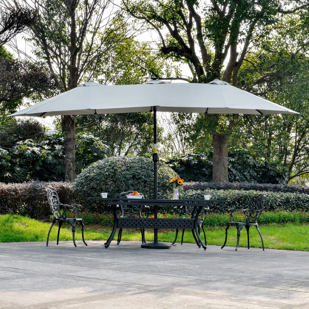 Parasol Double 4,5 m pour Réception et Grande Tablée Extérieure LED - 12
