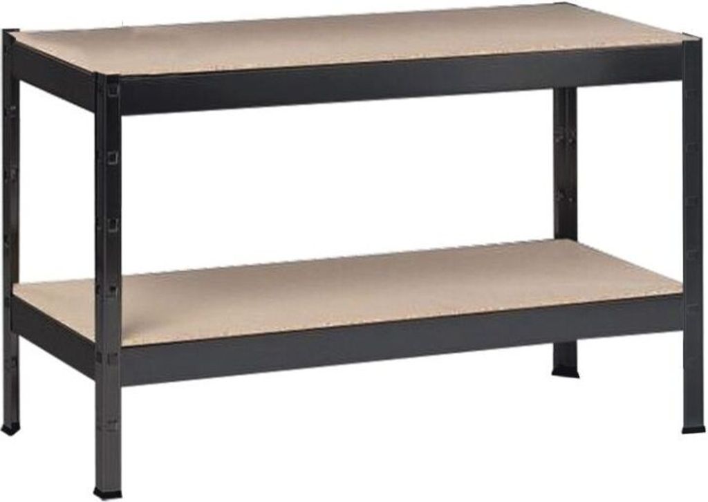 SCHULTE Regalwelt Schwerlastregal mit 2 Holzböden, 43x120x40 cm (HxBxT), Traglast pro Ebene ca. 150 Kg, schwarz-Struktur, Lagerregal, Kellerregal