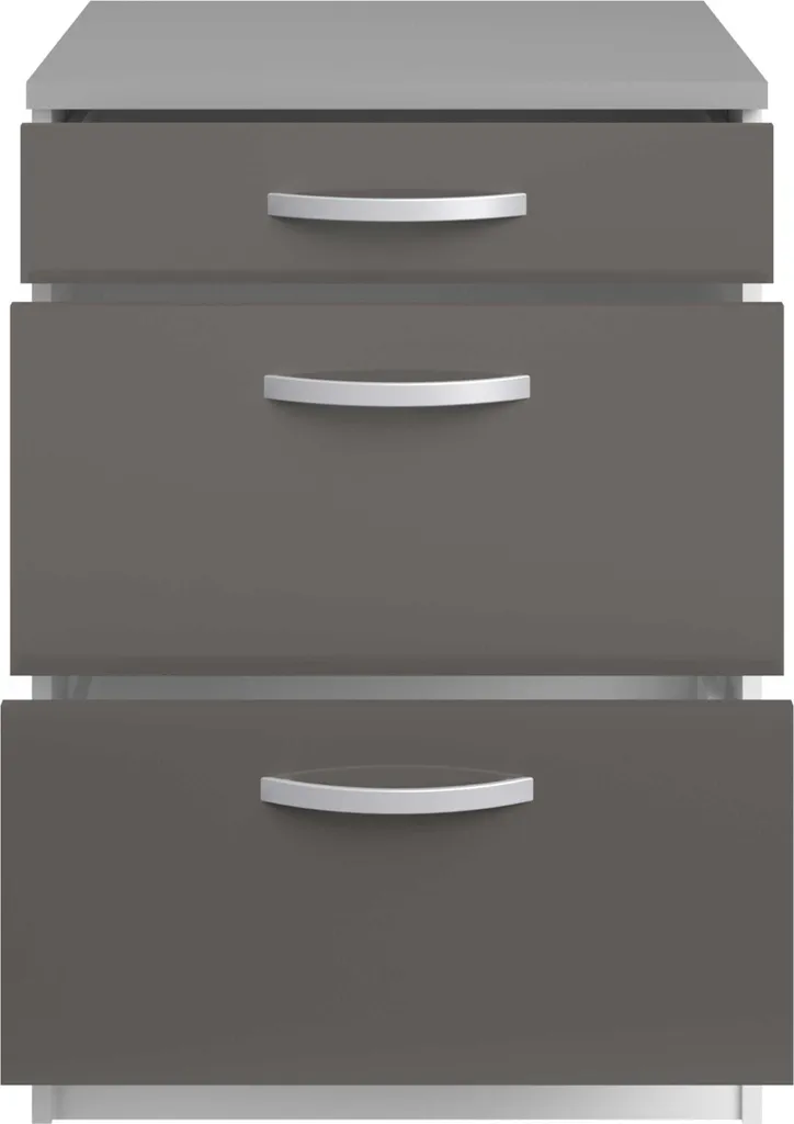 Armoire basse Eko 60x60 cm avec 3 tiroirs - Meuble de rangement gris - 7