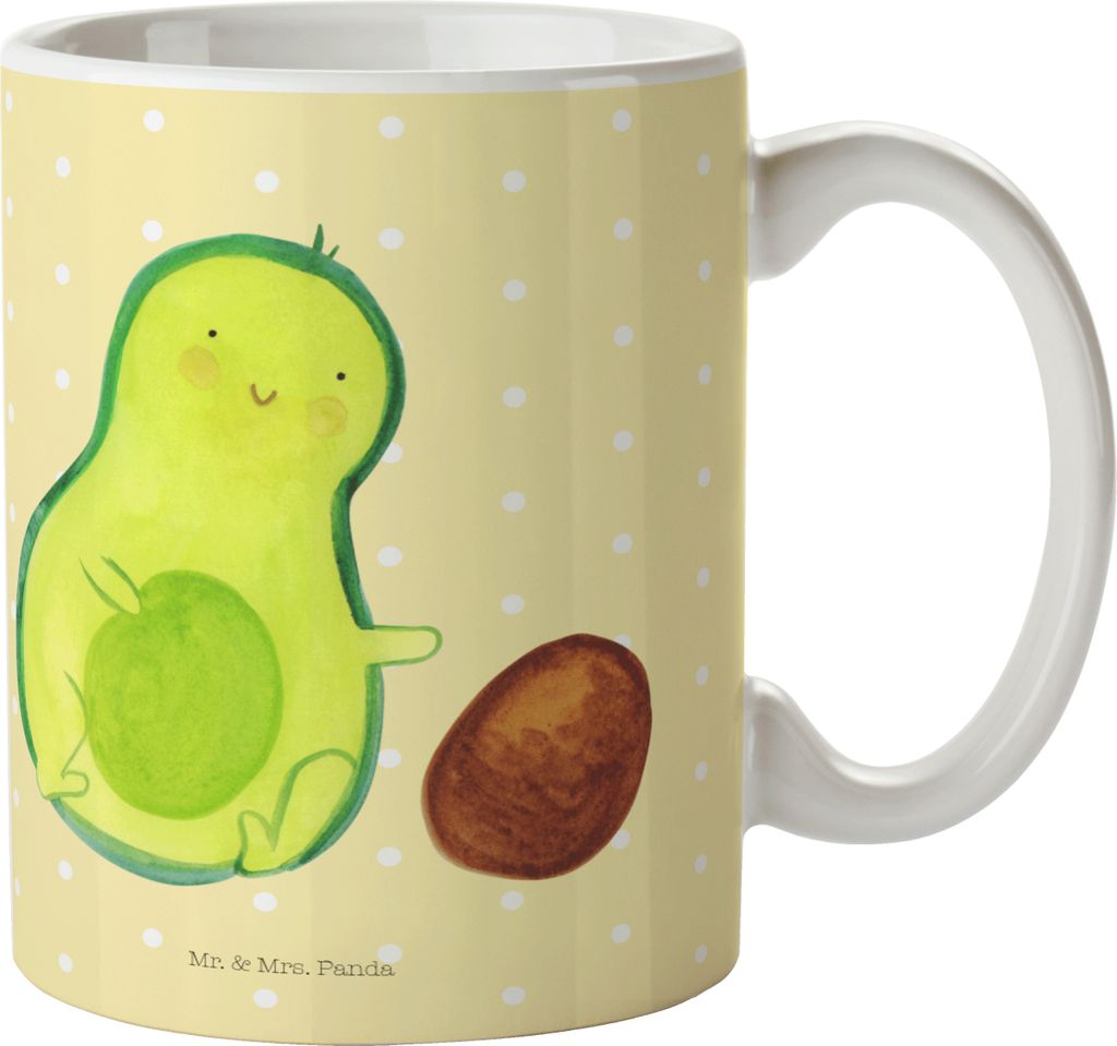 Mr. & Mrs. Panda Kaffeetasse Avocado Kern rollt - Gelb Pastell - Geschenk, Baby, Kaffeebecher, bedruckt, Trinkbecher, Teetasse, Schwangerschaft, Av...