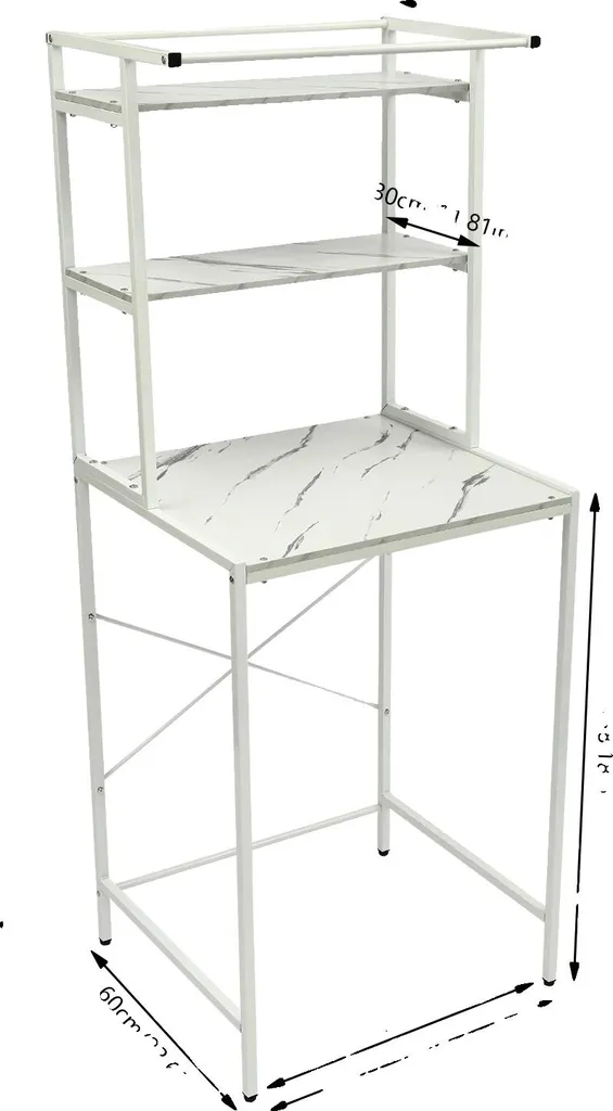 Meuble de rangement WC et machine à laver blanc à trois tablettes