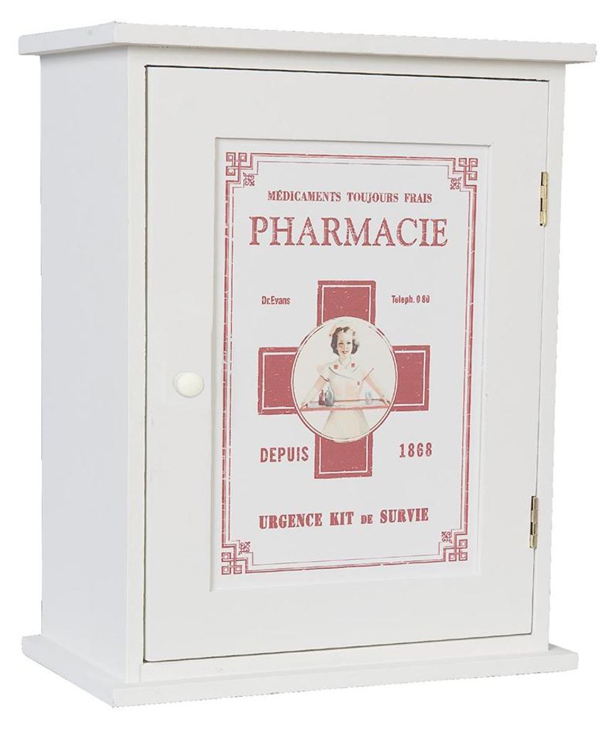 Clayre & Eef Medizinschrank 24x13x30 cm Weiß Holz Produktbild 