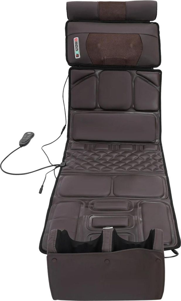 Massageauflage für den ganzen Körper - Shiatsu Rücken- & Fußmassage - 20 Massageköpfe - Wärmefunktion - 9 Intensitätsstufen - 3 Timer - Schwarz