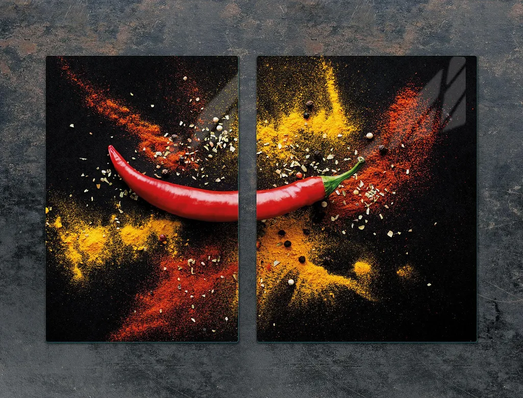 Copri Fornelli 75x52 in Vetro Temperato Peperoncino - Set 2 Pezzi - 3