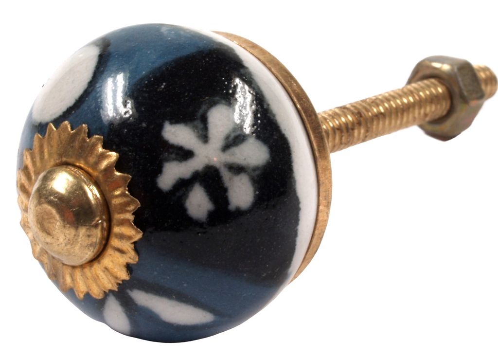 12`er Set Keramik Möbelknopf, Möbelknauf Möbelgriff, Schranktürknöpfe, Möbelknöpfe, Schubladengriff - Modell 75, Blau, 3,5*3,5*6 cm, Möbelk...
