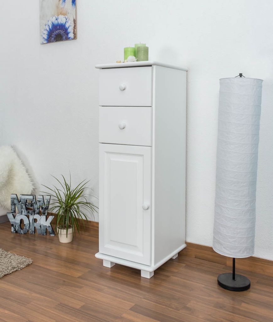 Kommode Kiefer massiv Vollholz weiß lackiert 031 - Abmessung 122 x 40 x 47 cm (H x B x T)