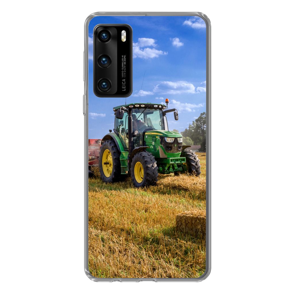 MuchoWow Handyhülle Schutzhülle Hülle für Huawei P40 Traktor - Bauernhof - Heu - Feld - Sonne - Landleben Silikon Softcase Handy Hülle - Han...