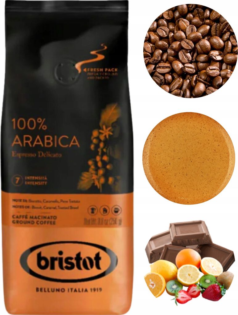 Bristot Arabica gemahlener Kaffee mittlere Röstung 250g
