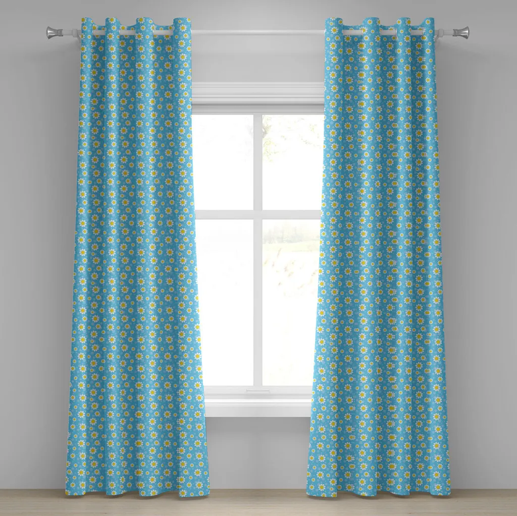 Tenda Cameretta Bambini ABAKUHAUS Giallo Blu Chamomiles 280x175cm