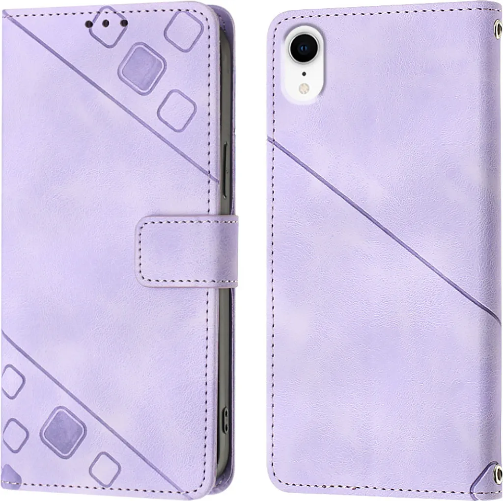 Offerta Custodia iPhone XR Viola Pelle Flip Portafoglio Stand