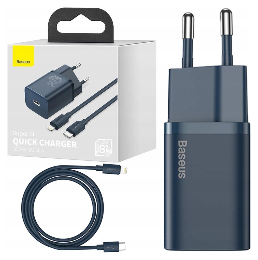 Baseus Schnellladegerät Usb Kabel Typ C Lightning 1M Blau Produktbild 