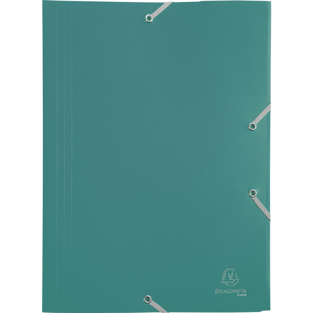 Exacompta 30x Sammelmappe +Gummizug 3 Klappen PP 400μ Eco A4 Grün 55903E