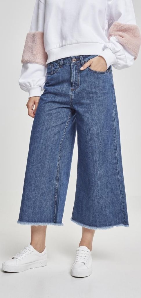 Urban Classics Damen Hose Ladies Denim Culotte Black Washed-S