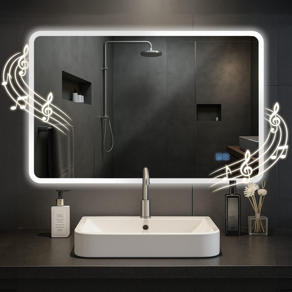 CLP Badspiegel Jericho Bluetooth-Lautsprecher Anti-Beschlag Produktbild 