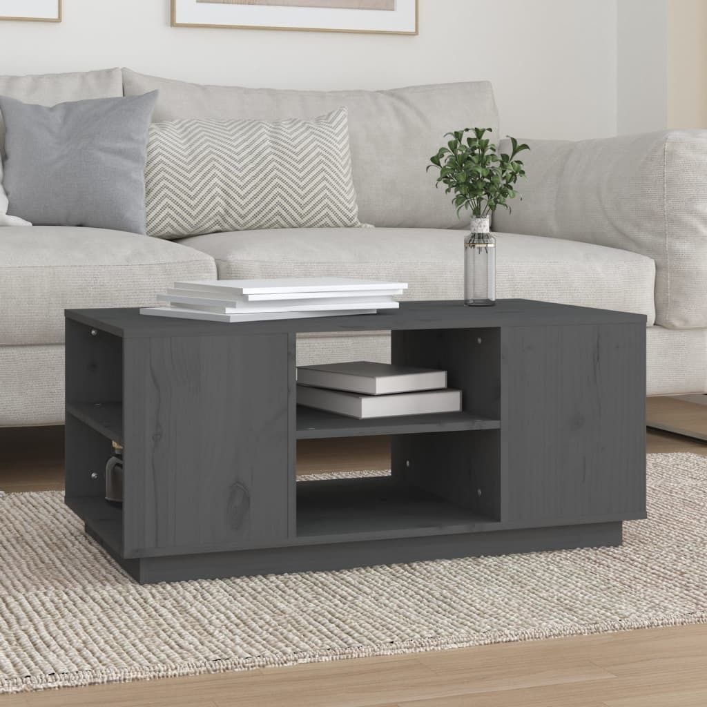 Maison Exclusive - Couchtisch Grau 90x49x40,5 cm Massivholz Kiefer