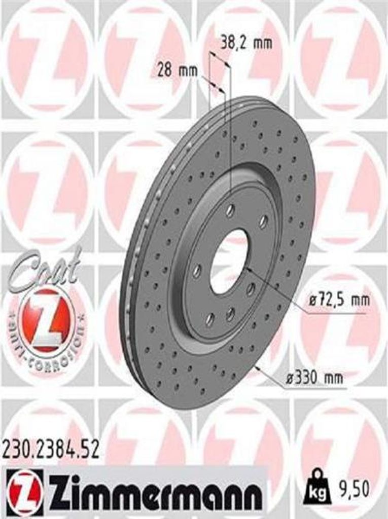 ZIMMERMANN Bremsscheibe Artikel: 230.2384.52