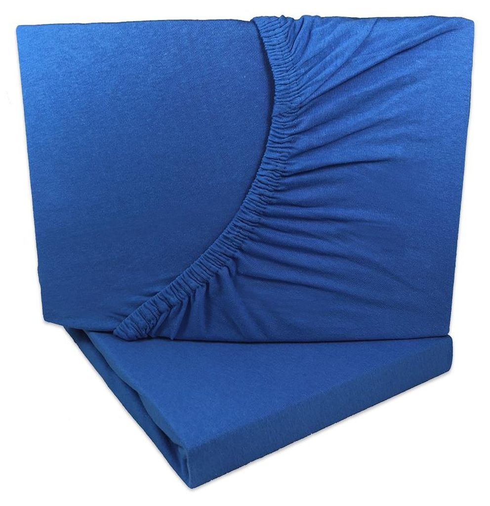 2er Set Jersey Spannbettlaken Royal Blau 90x200 - 100x200 Produktbild 