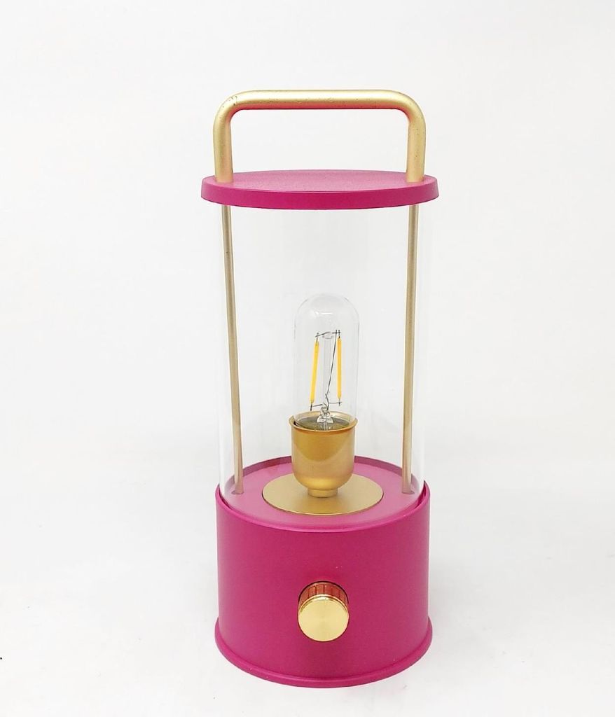 LED Deko Lampe Laterne pink H. 26cm Akku mit USB Anschluss Formano Garten S25