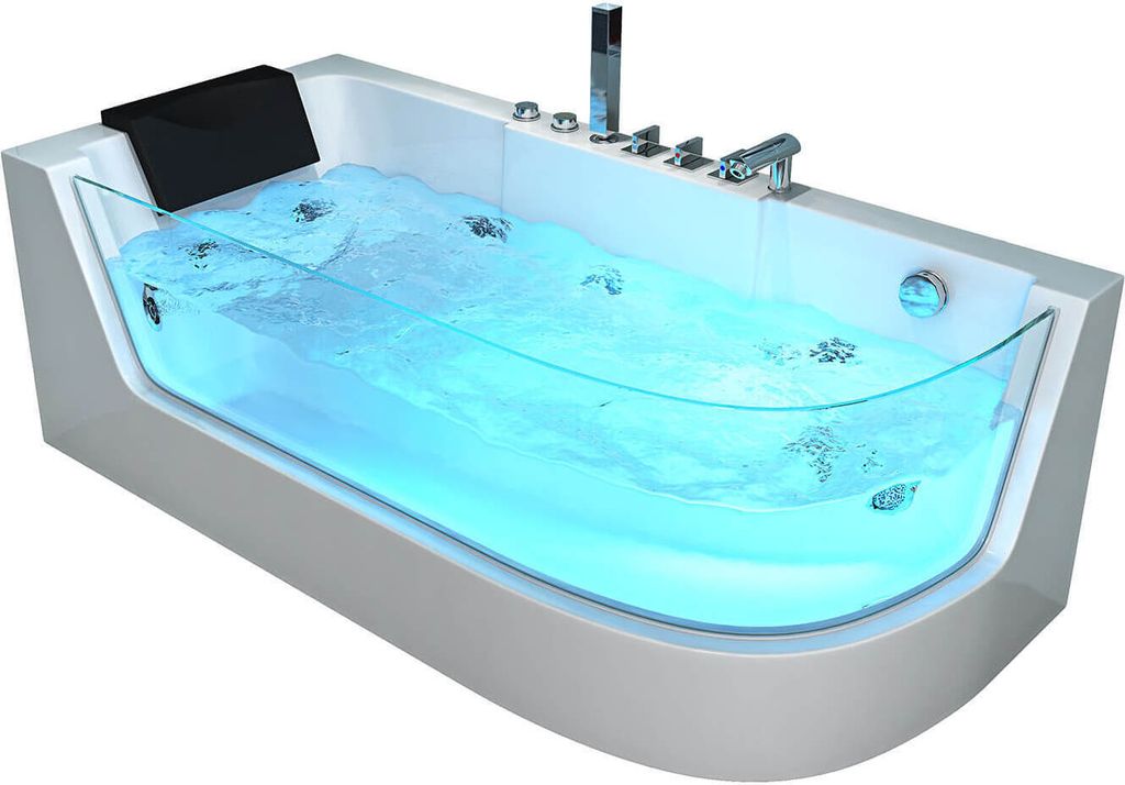 HOME DELUXE - Whirlpool Badewanne - CARICA Rechts weiß mit Produktbild 