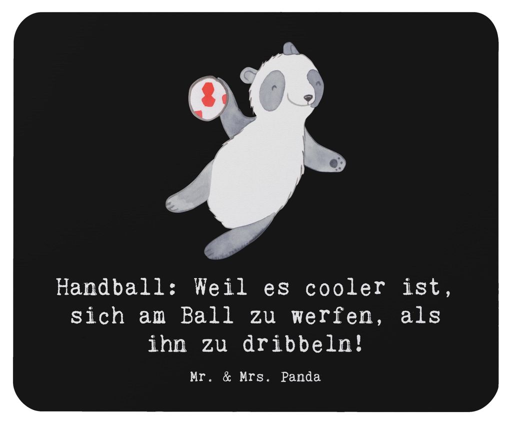 Mr. & Mrs. Panda Mauspad Handball Action - Schwarz - Geschenk, computermatte, Sport, Teamgeist, mousematte, Intensität, Taktik, Teamarbeit, Mouse ...