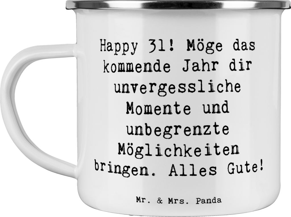 Mr. & Mrs. Panda Emaille Tasse Spruch 31. Geburtstag - Weiß - Geschenk, charmante Deko-Artikel, Teetasse, Haferl, blechbecher, Freundschaften, unv...