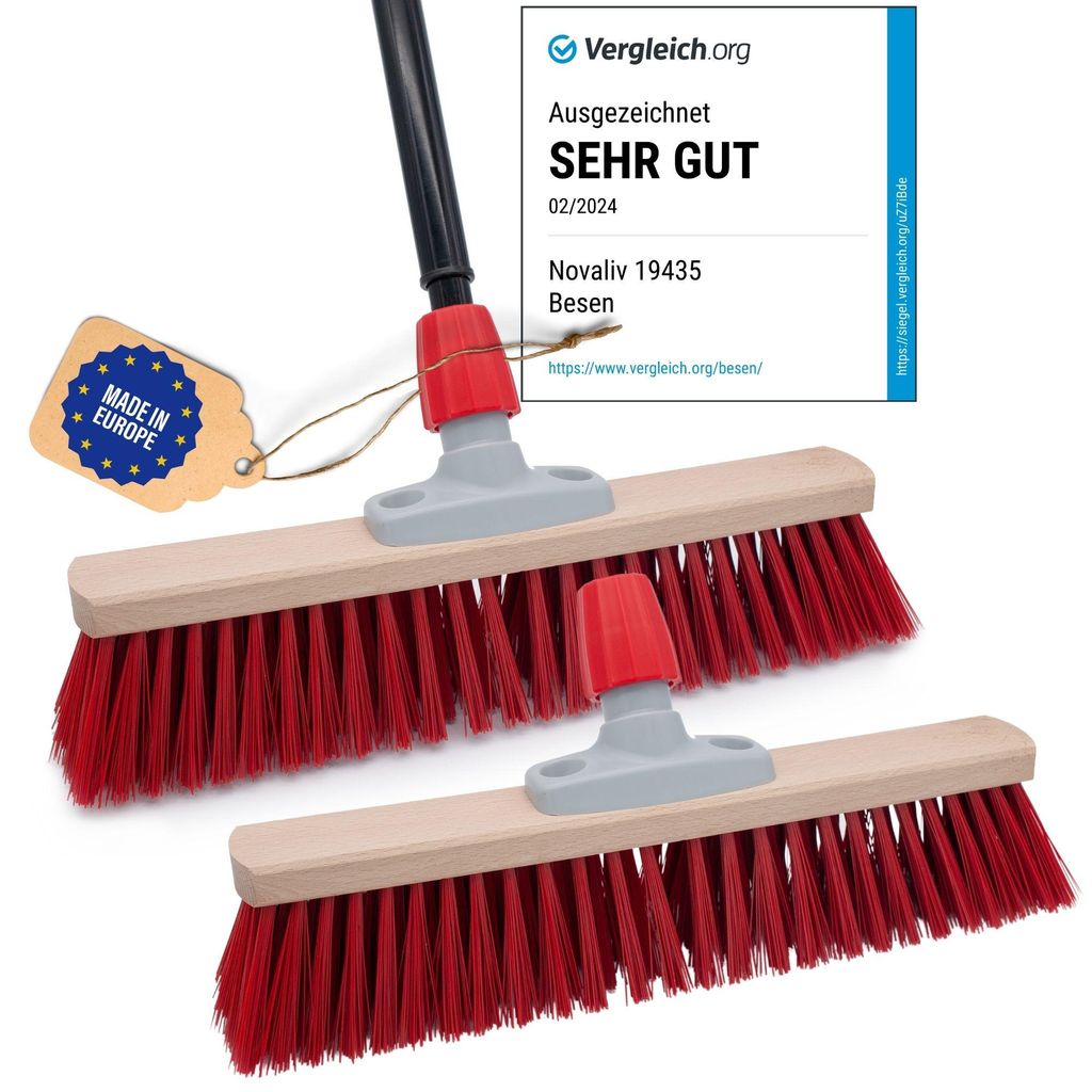 Novaliv 2x Strassenbesen mit Stiel 40 cm I Teleskopstiel Produktbild 