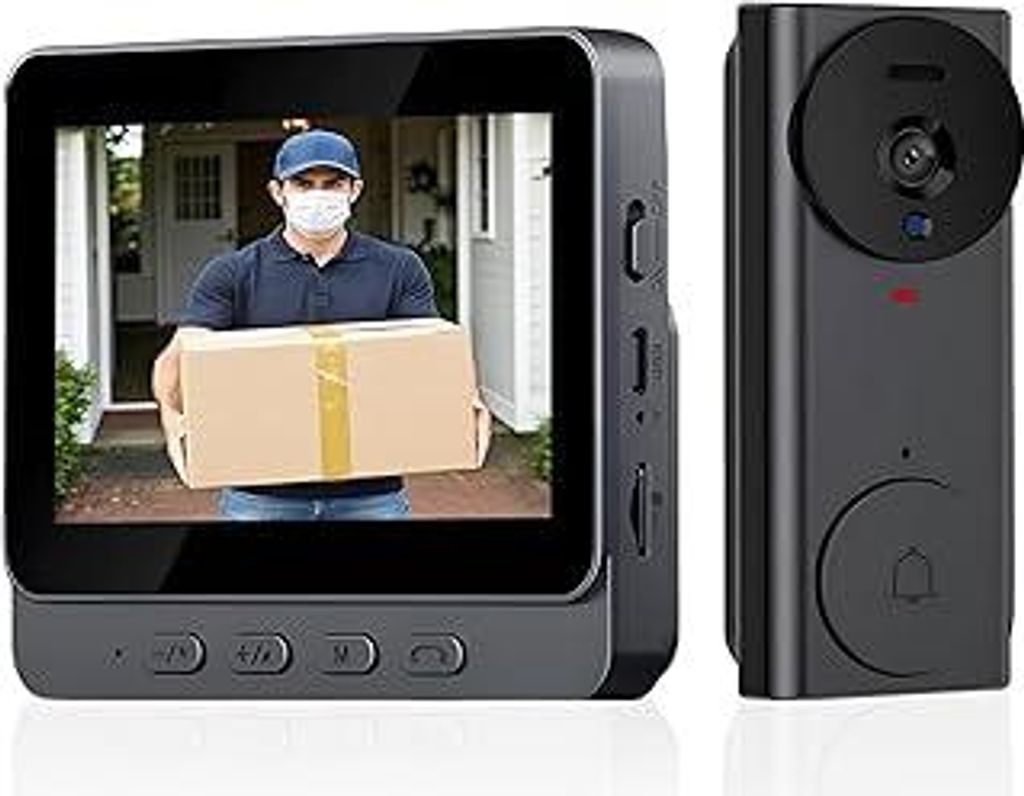 Video Türklingel mit Kamera, Drahtlose Türklingel mit 4,3 Zoll Bildschirm, 2.4G Bluetooth Verbindung, 170° HD Kamera Gegensprechanlage, Nachtsic...