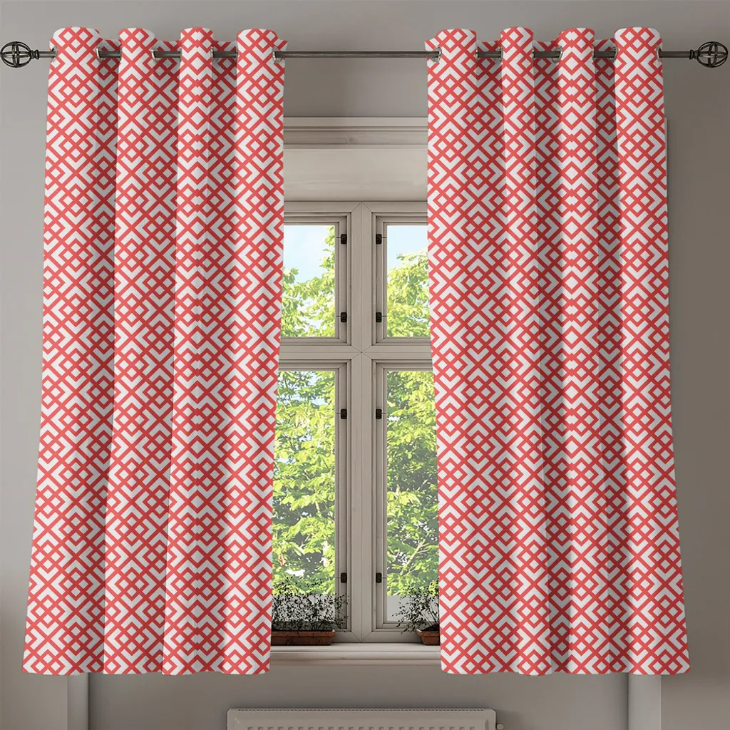Rideau à œillets rose ABAKUHAUS 280x175 cm avec motifs géométriques - 2