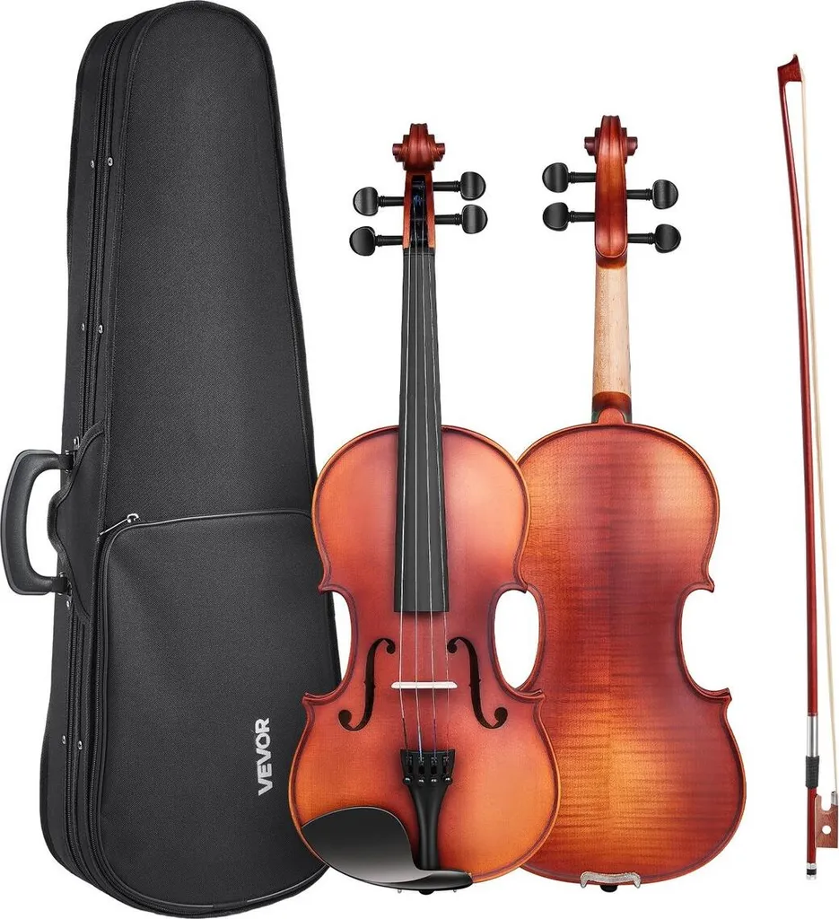 Violon d'étude 4/4 en bois véritable massif avec pack complet débutant
