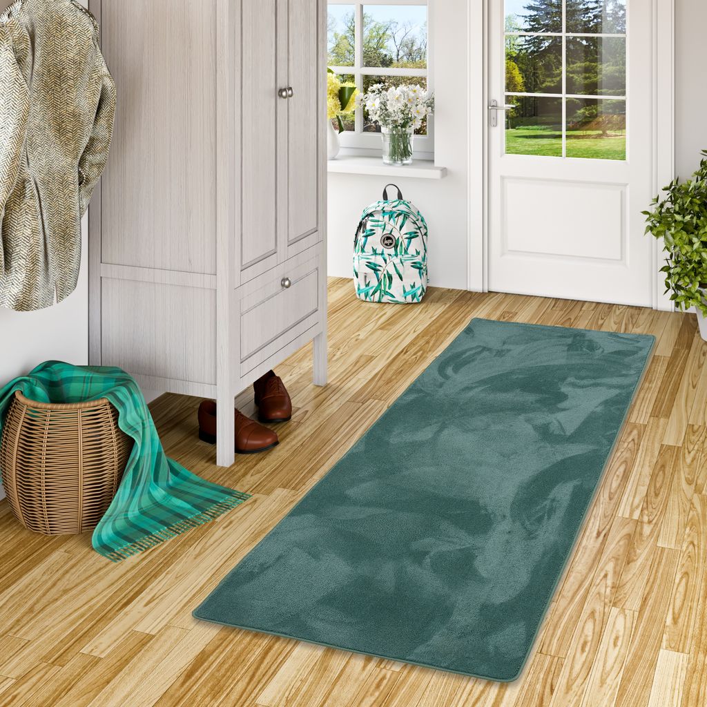 Hochflor Super Soft Teppich Läufer Deluxe Mintgrün, Größe:80x160 cm