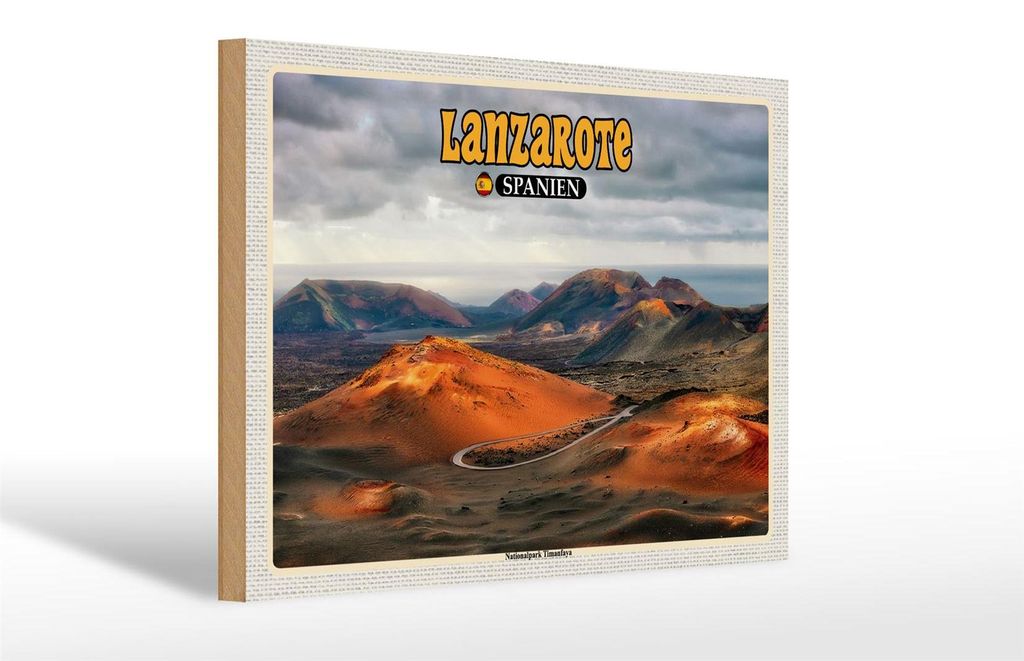 Holzschild Reise 30x20cm Lanzarote Spanien Nationalpark Produktbild 