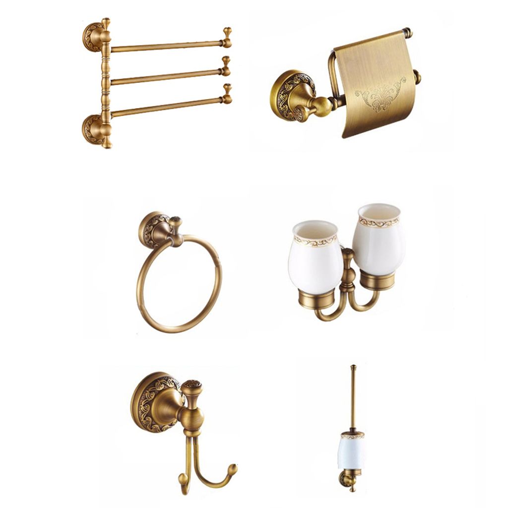 SET Badezimmerzubehör aus Messing NEMAUS Farbe gebürstetes Messing