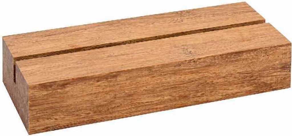 Tischkartenhalter 148,5mm Bambus, dunkel / Tischaufsteller / Werbeaufsteller / Schildhalter / Einsteckschlitz / Kartenhalter / Holz / Menükartenha...