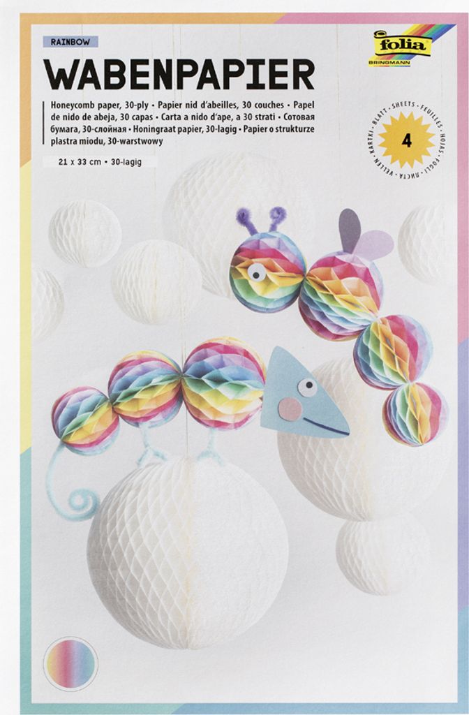 folia Wabenpapier RAINBOW 30-lagig 210 x 330 mm nassfest Produktbild 